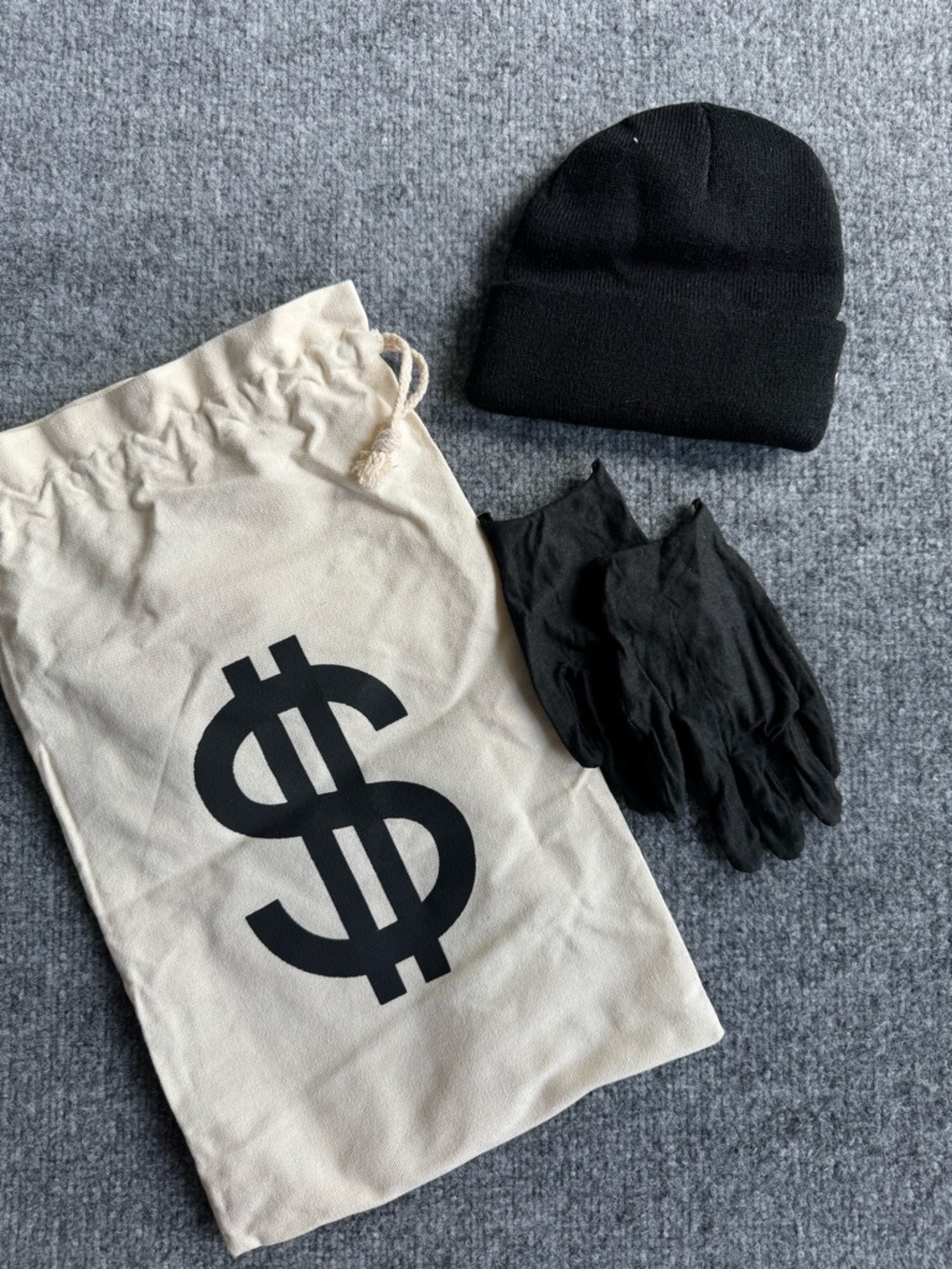 Burglar Halloween Easy Costume Accessories incl Bag, Beanie Gloves Robber thief